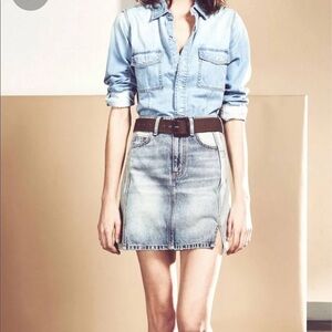 Current/Elliott The Reversed Mashed Mini Denim Jean Skirt, 27/4, MSRP $185